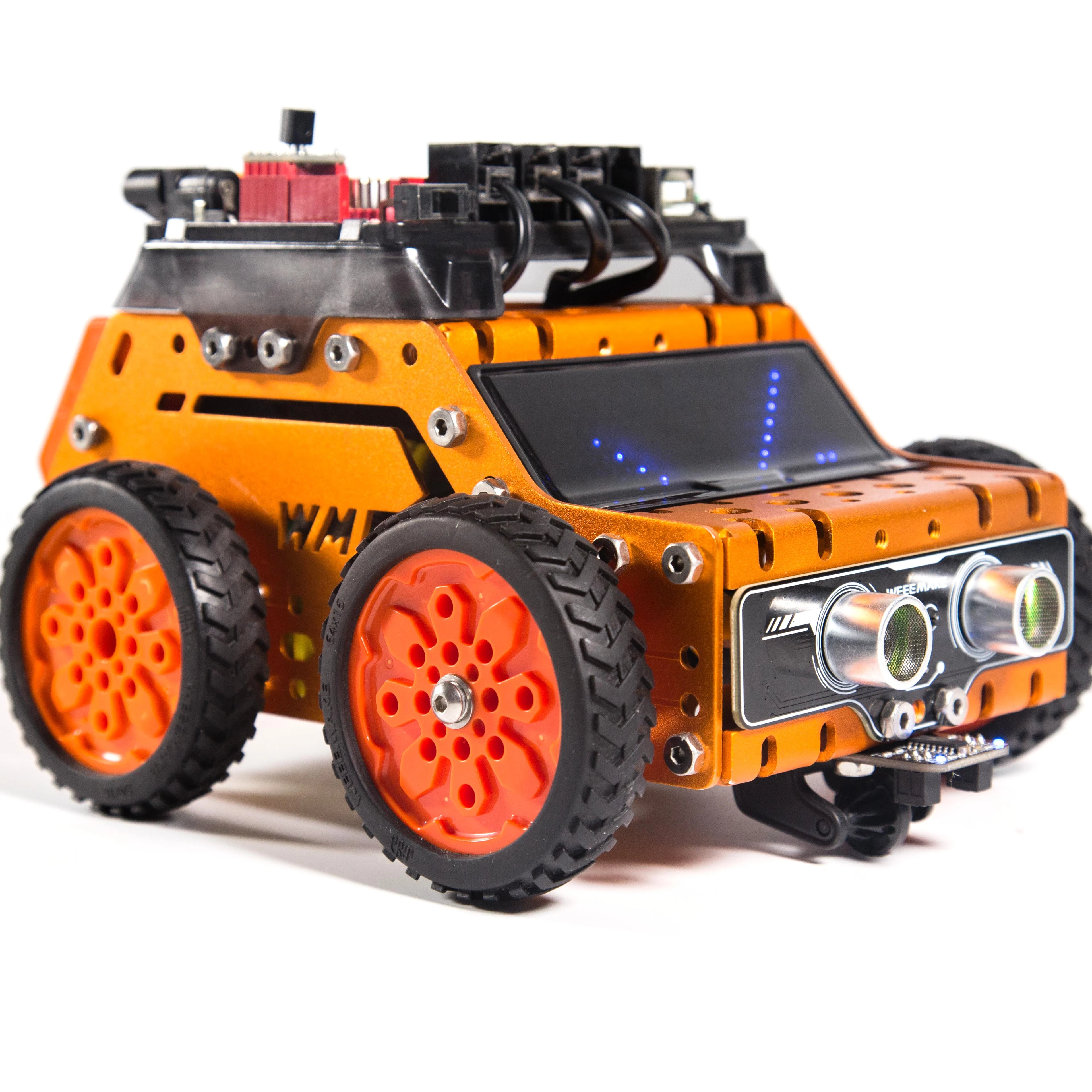 WeeeBot Jeep for STEM Classroom Robot Kit-Orange Plastic Metal DIY Educational Toy Remote Control 1-Year Warranty for