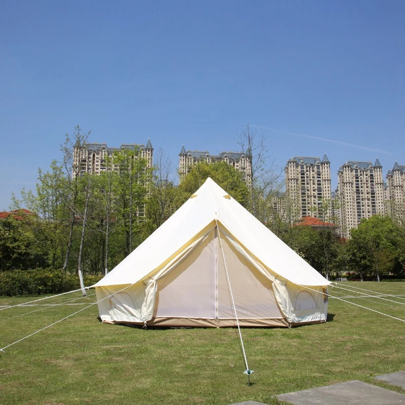 

3Meters Indian Yurt Tent Outdoor Camping Bell Rainstorm Proof Pyramid Canvas Tent 5-8Persons Glamping Luxury Mongolia Family