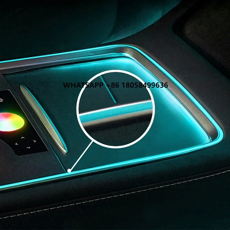 

Hot Sale 128 Color RGB Ambient Lighting Strip LCD Panel Touch Car Interior Decorative Led Ambient Light Kit for Tsla ModelY