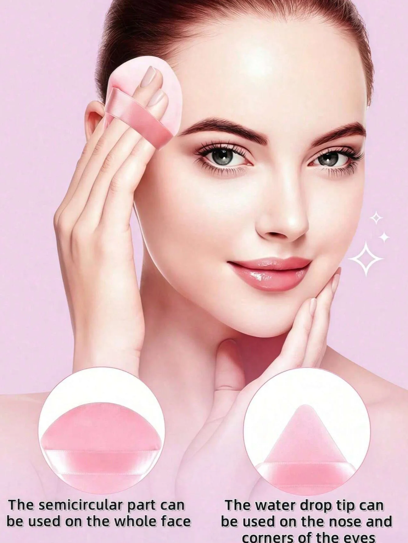 20 قطعة من خليطات المكياج المثلثة المخملية الوردية - قابلة لإعادة الاستخدام لهدايا الأساس/السفر/عيد الميلاد