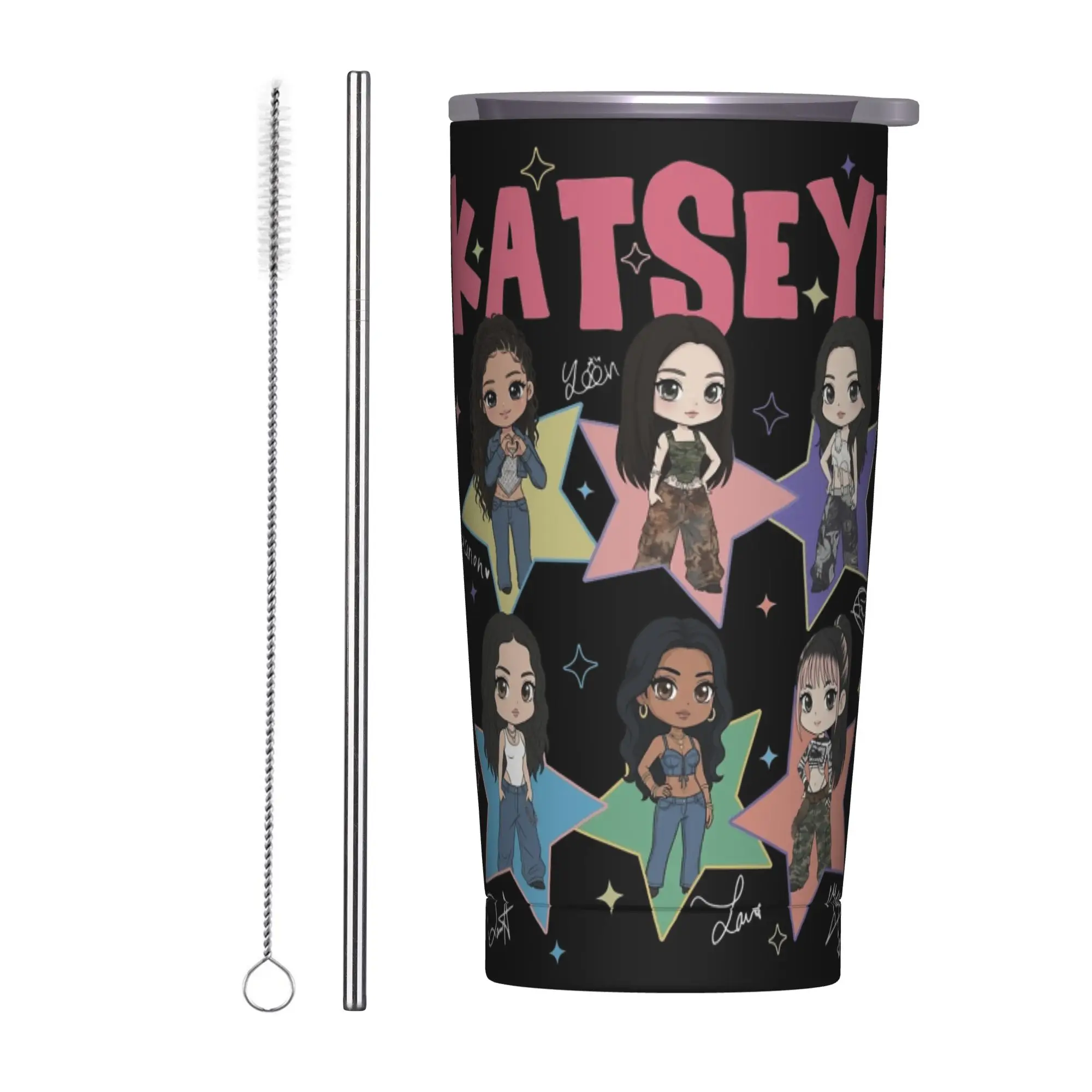 Stainless Steel Tumbler Katseye Kpop Girl Group Thermal Cups  Insulated Hot Drinks Car Mugs Travelist Water Bottle