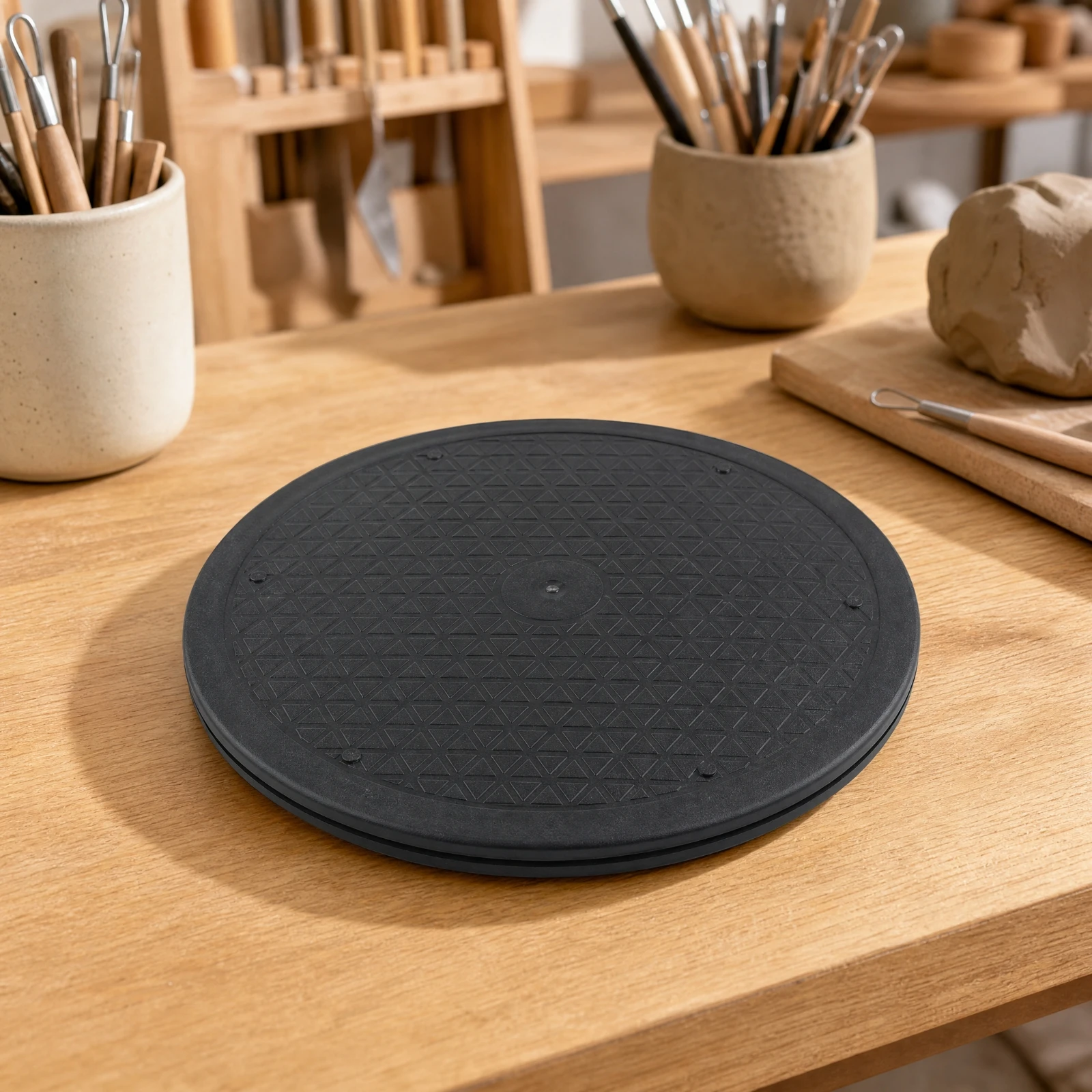 Round Plastic Pottery Turntable Wobble-Stable Double-Sided Clay Modeling Turntable Clay Modeling Platform Compact for Potters