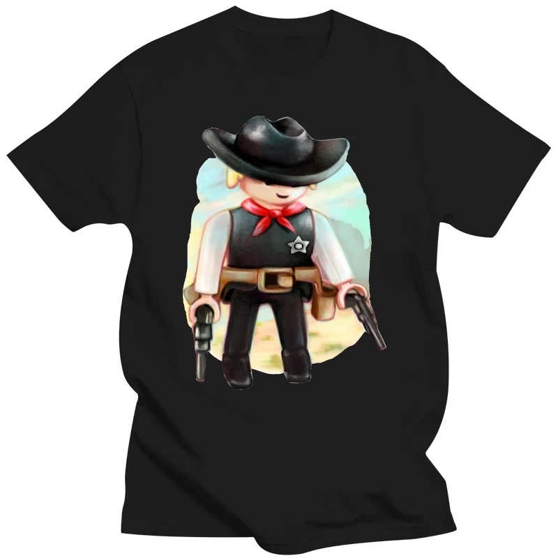 Sheriff T Shirt Sheriff Playmobil T-Shirt 100 Percent Cotton 5x Tee Shirt Fun Graphic Classic Man Short Sleeve Tshirt