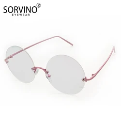 Fashion Lady Rimless Round Sunglasses Metal Female Trendy Reflective Blue Film Men Sun Glasses Cut Lens Spectacle Plain Eyewear