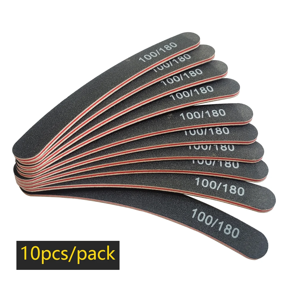 Nagelfeile Puffer 100/180 Körnung Halbmond Nagelfeilen Doppelseitiges Schleifpapier Nagelschleifen Schleifen Gel Nagellack Maniküre Werkzeug