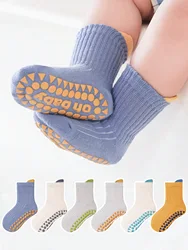 6 Pairs of Baby Floor Socks, Newborn Non-Slip Dotted Indoor Soft All-Season Baby Loose-Top Socks for Boys and Children