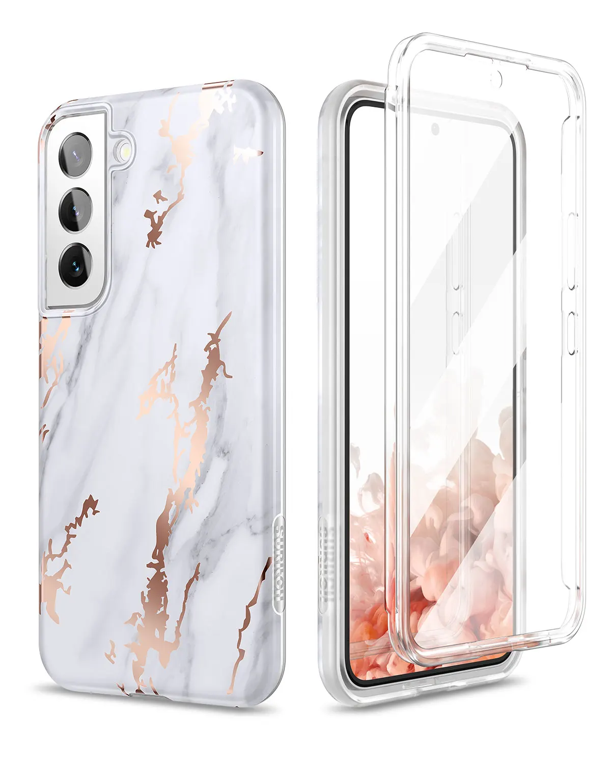 

Full Body Protection Shockproof Rugged Bumper Marble Protective Cover for Samsung Galaxy S22 Case with Built-in Screen Protector