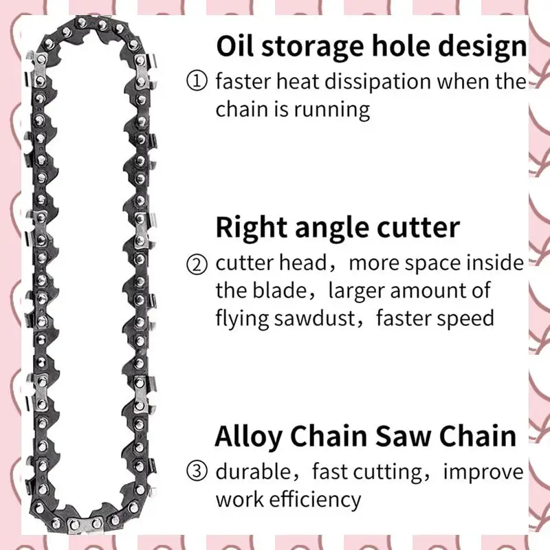 

HHTL 12 шт. мини-цепь для бензопилы, 4-дюймовая направляющая цепь для пилы, шаг 1/4 LP, 28 секций для электрической переносной ручной цепной пилы