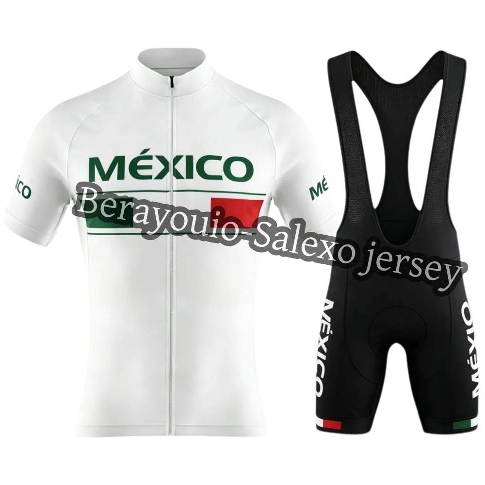 

White Mexico Cycling Jersey 2026 Men National Team Set Summer Mexican Clothing Road Bike Shirts Suit Bicycle Bib Shorts MTB Ropa