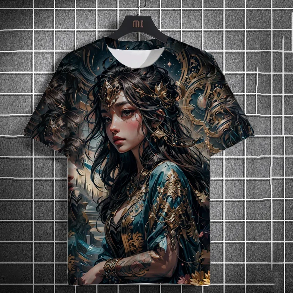 Herren-T-Shirt, 3D-Druck, Anime-Motiv, sexy, bedrucktes T-Shirt, lässiges, lockeres T-Shirt mit kurzen Ärmeln, Herren-Hauskleidung, Oberteil. – Detail 3