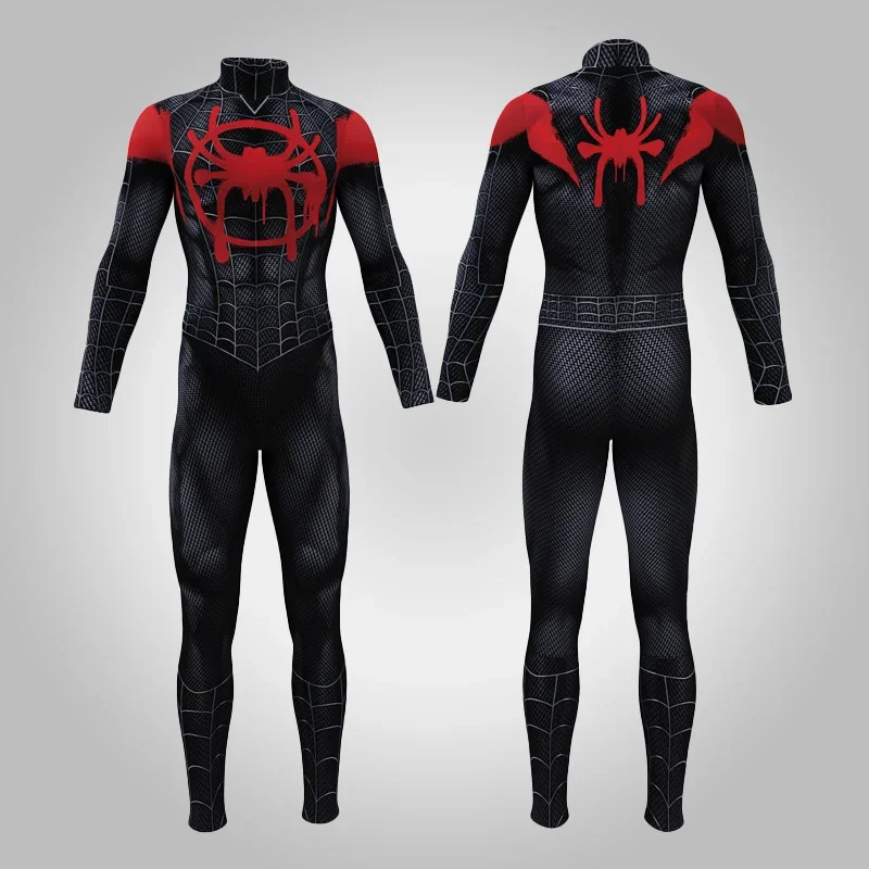 Miles Morales Spider Cosplay Costume pour Adultes, Impression 3D, Motif Zentai, Batteries, Combinaisons, Halloween, Objets