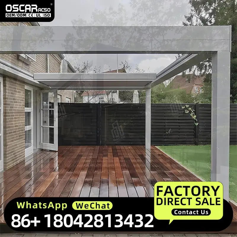 4x5 Meter Bioclimatic Shelter Aluminium Frame Powder Coated 18 Square Meters Weather Resistant Wood Outdoor Patio Garden Shade P