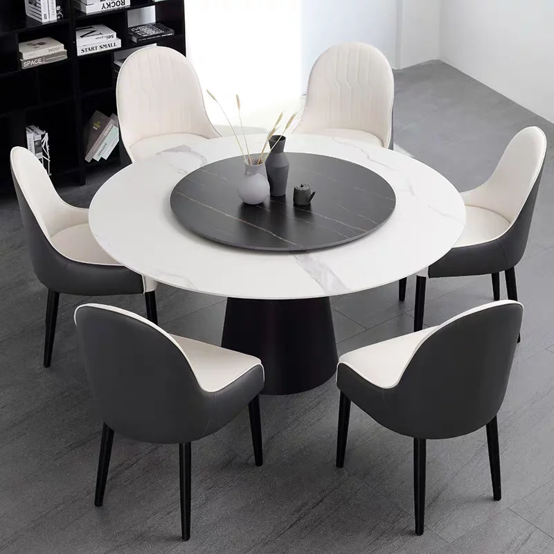 

Aesthetics Round Dining Table Modern Light Luxury Cream Wind Unusual Restaurant Table Simple Comfortable Adult Muebles Furniture