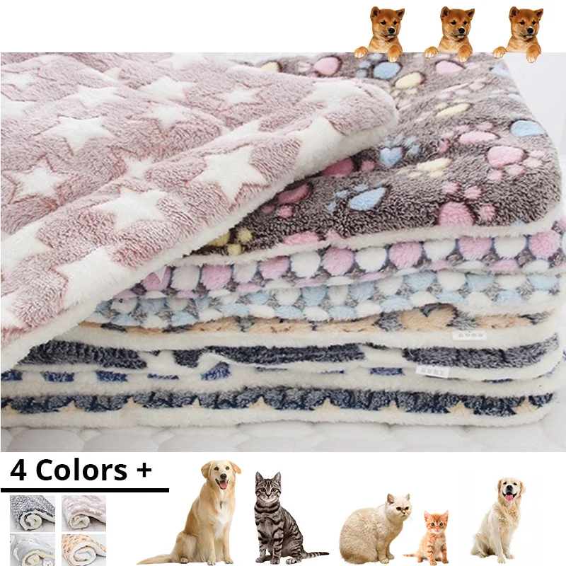 

Pet Sleeping Mat Dog Cat Bed Soft Hair Thickened Blanket Pad Fleece Home Washable Warm Mat With Pattern