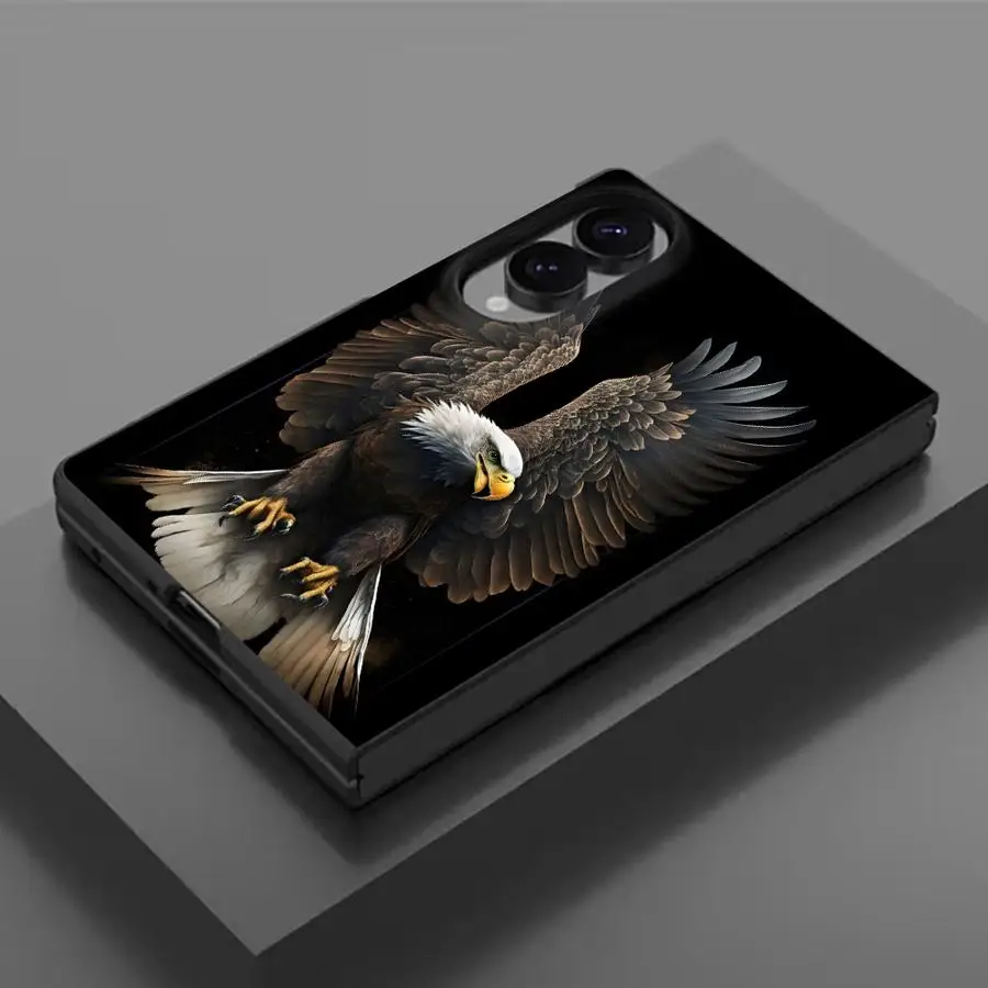 Luxury Phone Cover Case for Samsung Galaxy ZFold Wide Z Fold 8 ZFold8 Z Fold8 Wide Black Background Eagle