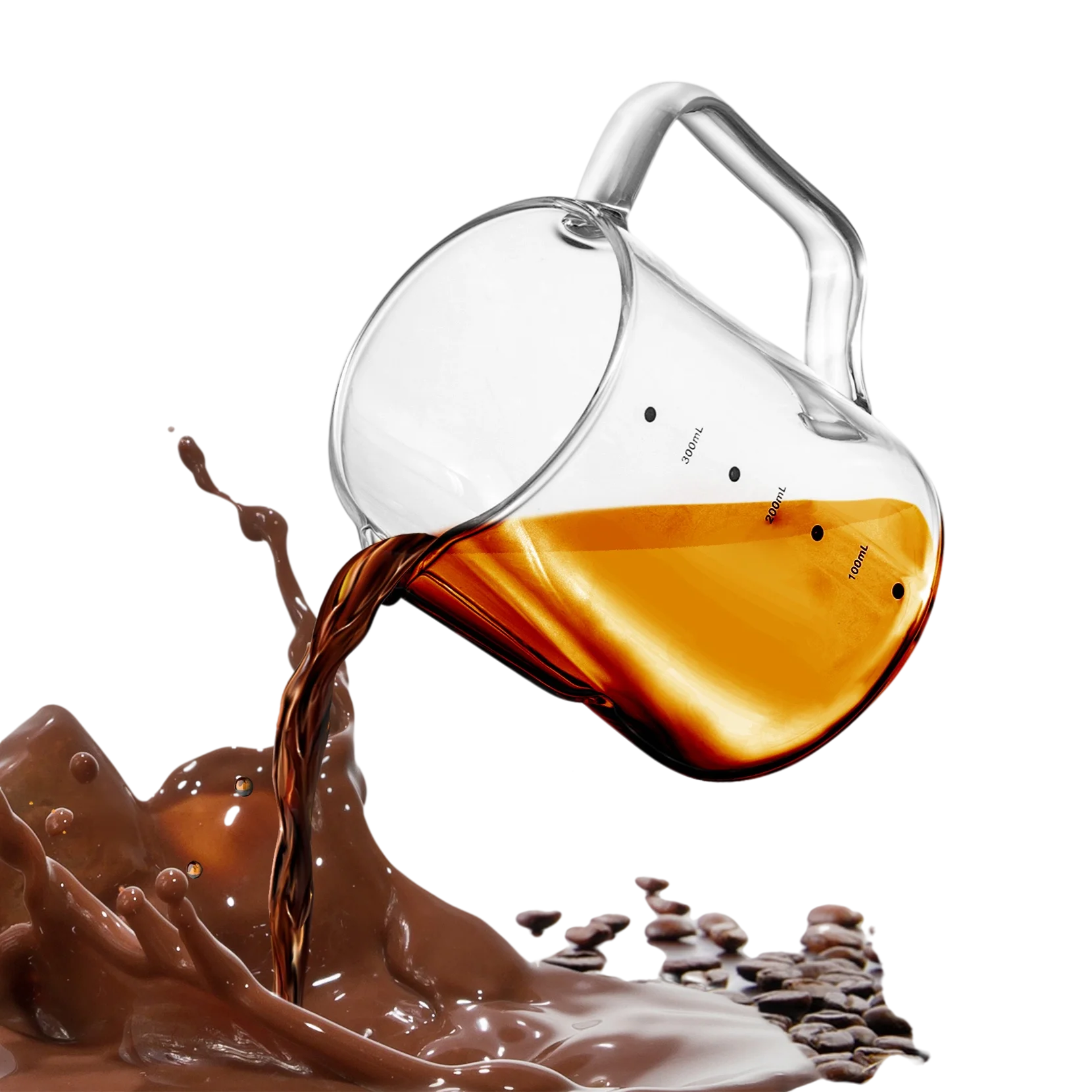 

Glass Milk Frothing Pitcher with Measurement, Hammer Heat Resistant, Coffee, Cappuccino, Latte Art Steamin, 600ml 350ml