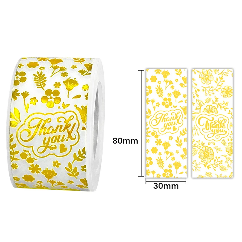 120pcs rectangle Gold Foil Stickers Thank You For Small Business Gift Seal Labels Shipping Stickers for Decoration Envelope