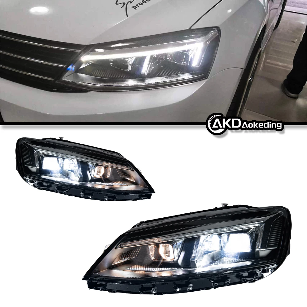 Auto Parts For VW Jetta Mk6 Headlights 2011-2018 R8 latest Styling LED Daytime Lights Dual Projector Car Accesorios Modified