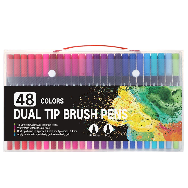 48 Color Double Head Watercolor Pen Art Pen Soft Head Color Marker Set Hook Line Pen Set