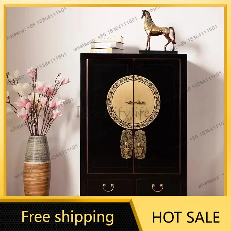 XX. New Chinese solid wood multi-layer retro old porch cabinet storage decorative cabinet