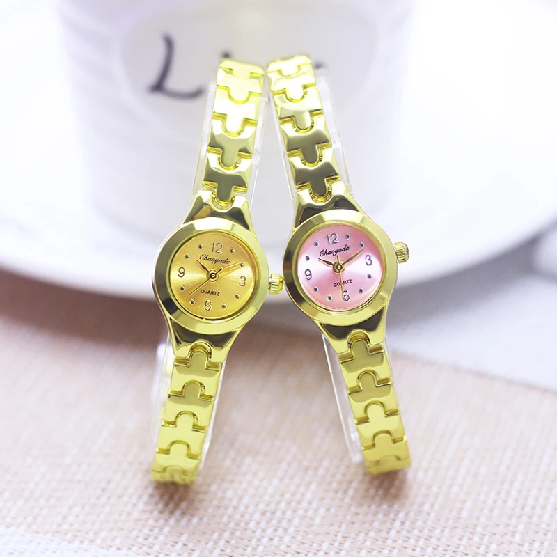 

2024 summer women's ladies girls thin beauty romantic gold Bracelet wristwatches mother girlfriend fashion quartz digital watch