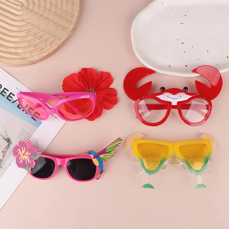 Lunettes de soleil pour fête tropicale hawaïenne, 1 pièce, Luau, piscine, plage, fournitures de décoration, dessin animé, lunettes amusantes, accessoires Photo