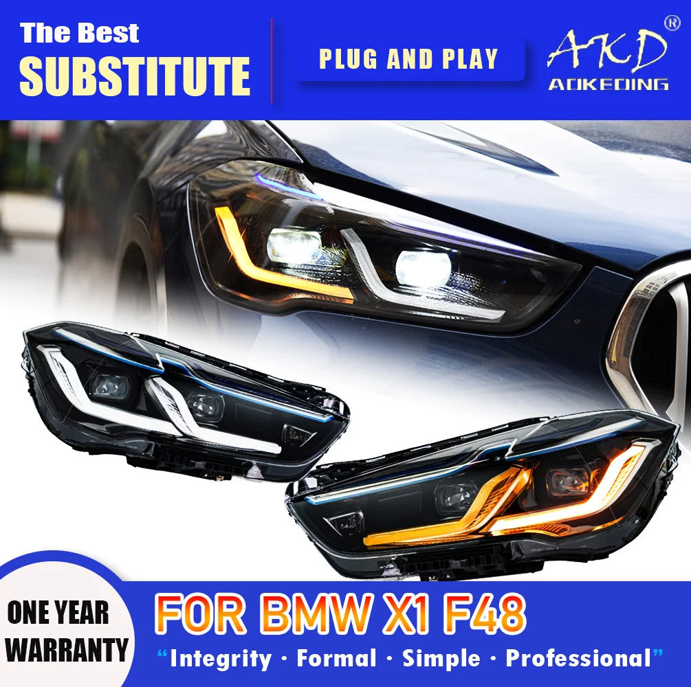 

AKD Head Lamp for BMW X1 F48 LED Headlight 2016-2019 Headlights X1 F48 DRL Turn Signal High Beam Angel Eye Projector Lens