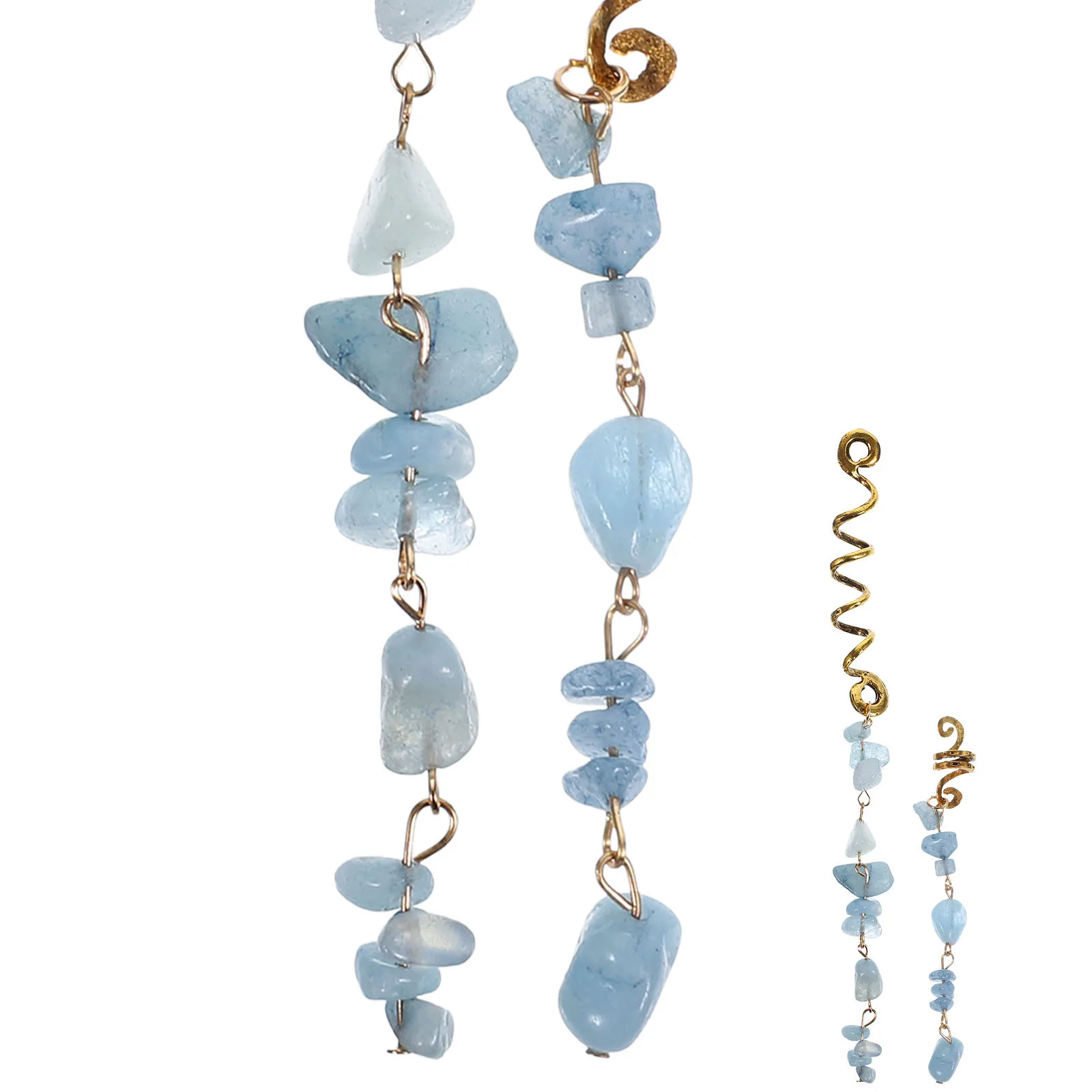 

2Pcs Hair Spiral Rings Jade-Accented Braid Charms Dreadlock Accessories Fashionable Bright Colors for Clubwear Outfits