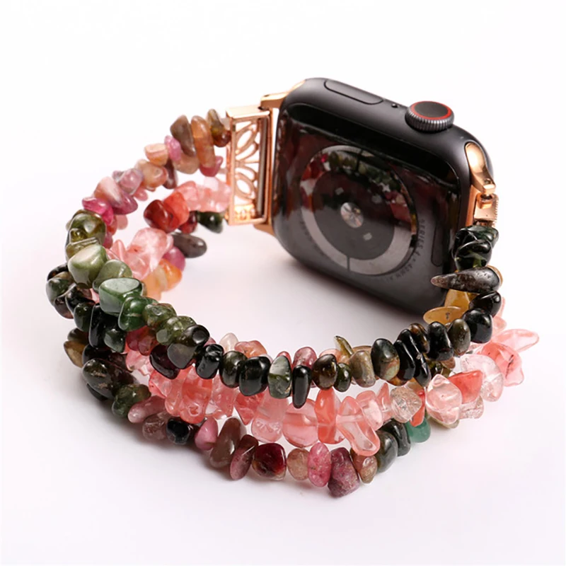 Rough Stone Strap For Apple Watch Band 49mm 41mm 45mm 44mm 40mm 42mm Handmade Crystal Creative Bracelet iWatch UIra 8 7 6 5 4 SE