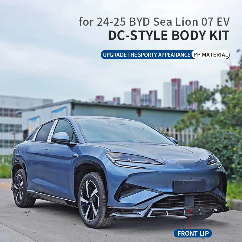 Body Kit Mobil Model Baru untuk Byd Sea Lion 07 Ev 24-25, Lips Bumper Depan dan Diffuser Belakang, Bahan PP Hitam Gloss