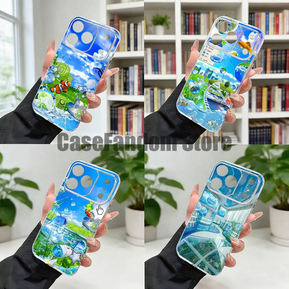 

Frutiger Aero Aqua Nostalgia Phone Case For iPhone 17,16,15,14,13,12,11 Pro,Max,Plus,X,XS,XR,SE4,E Mini Transparent Soft Cover