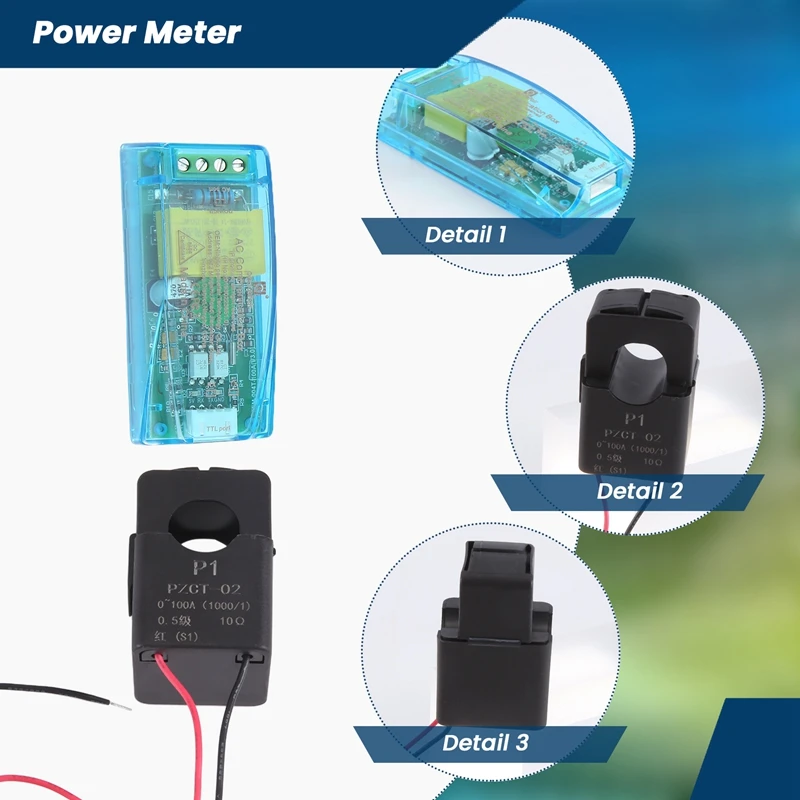 Peacefair PZEM-004T 3.0 Version TTL Modbus-RTU Power Meter Kwh Meter AC Single Phase 100A Electric Volt Amp Frequency Power Fact