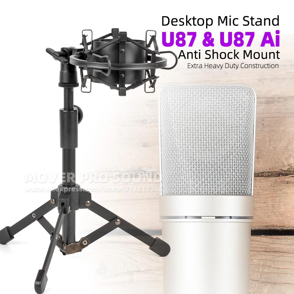 Tabletop Microphone Stand + Shock Mount For U87Ai U 87 U87 Ai Recording Mic Elevatable Bracket Desk Anti Vibrate Holder