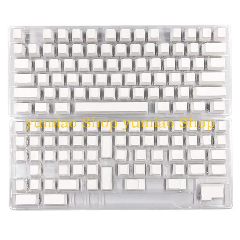 587B Minimalistic White Blank Keycaps CherryProfile for Mechanical Keyboard 108 104