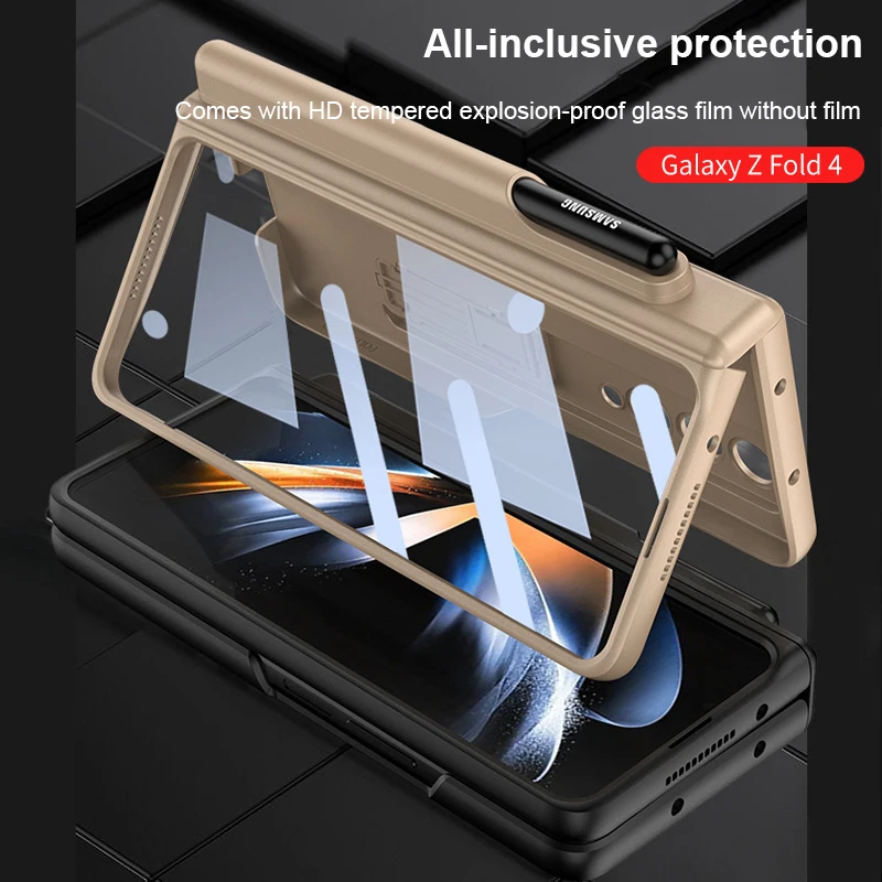 Magnetic Foldable Pen Tray 360 Full Protective Cases For Samsung Galaxy Z Fold4 5 Anti-fall Business Ultra Thin Hinge Phone Case