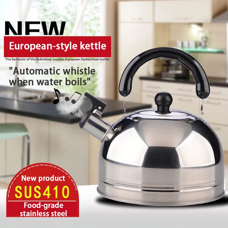 

Stainless Steel Whistling KettleTeapot Folding Handle Kettle Camping Cookware Coffee Pot Camping 2L Kettle Portable Travel Kettl