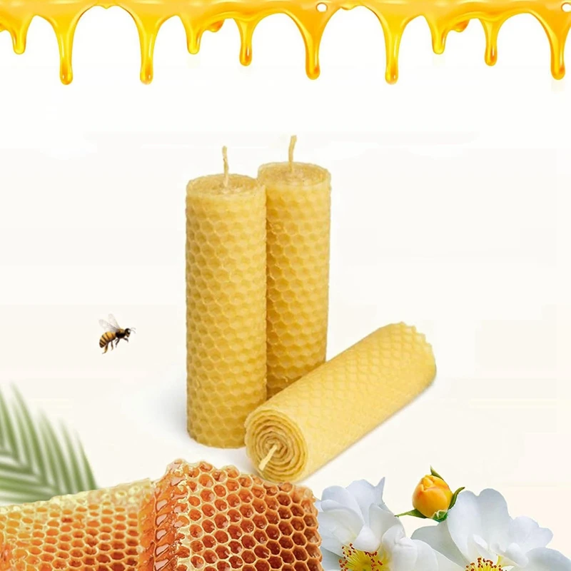 WISH 10 Pieces 100% Natural Beeswax Candle Making Kit, Honeycomb Texture DIY Beeswax Candle Craft Set
