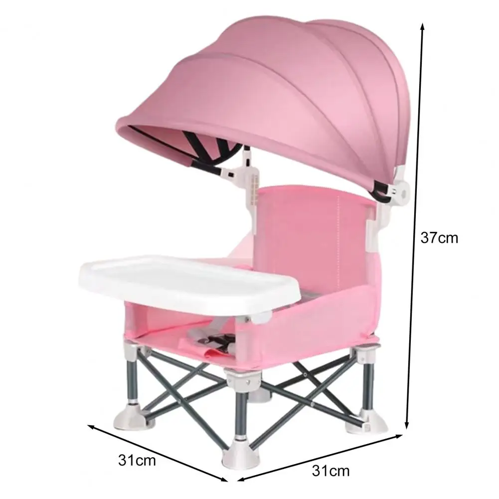 Foldable Toddler Chair with 3-point Harness Storage Bag Adjustable Straps Removable Tray Portable Feeding Chair