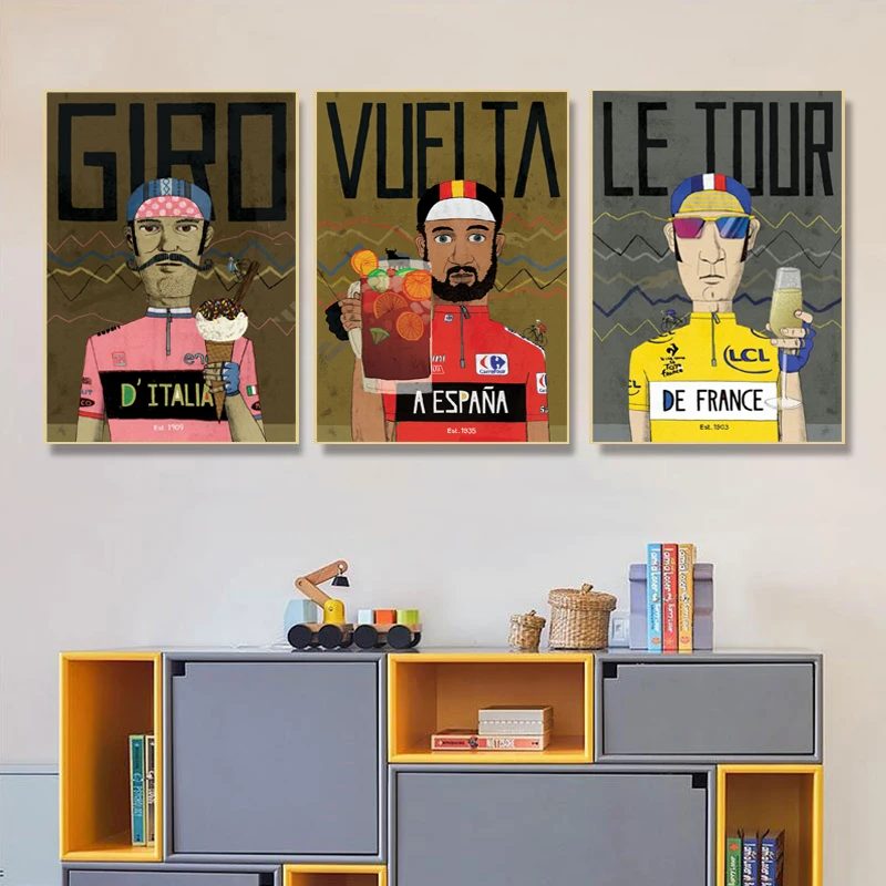 Cycling Race Posters Grand Cycling Tours France Italia Espana Canvas Painting Prints Bike Wall Art Pictures for Home Decoration