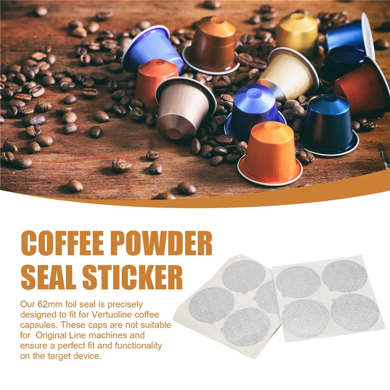 FZFZ Guarnizioni per coperchi in fogli di alluminio - Capsule riutilizzabili Cialde di caffè 120 pezzi, per Vertuoline Vertuo Riutilizzo cialde di caffè Guarnizioni di copertura 62 mm
