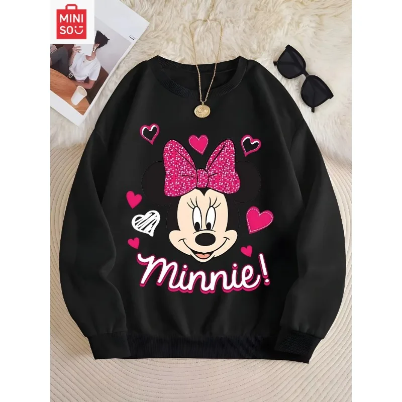 

Womens Disney Love You Minnie Mouse Print Hoodies Couple Unisex Sweatshirt Pullover Autumn Winter Fleece Oversize Hoody Clothing