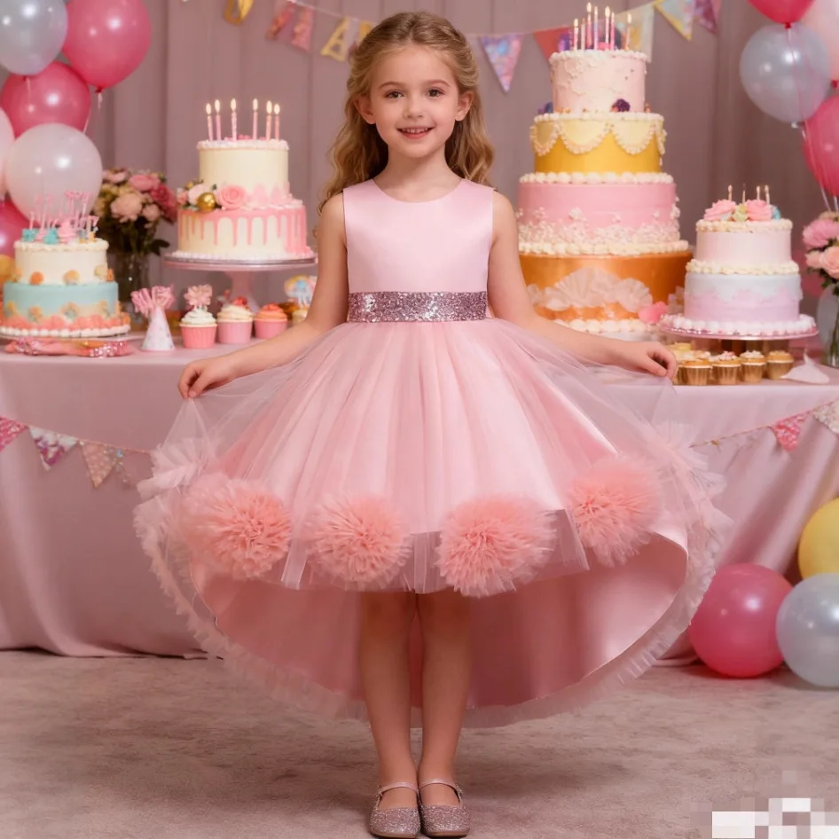 

Бальные платья для девочек, пышное платье принцессы со шлейфом, белое детское платье подружки невесты для девочек, детский костюм, платье для свадебной вечеринки