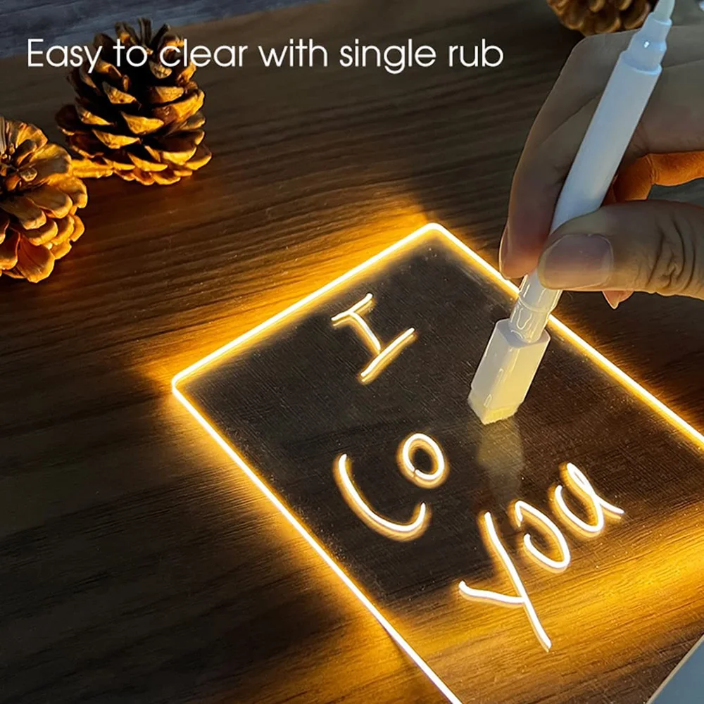 Creative Note Board LED Night Light USB Message Board Holiday Light with Erasable Pen Color Changing Table Lamp Children Gift