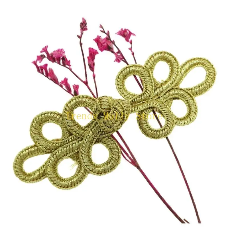 

N5KB Colorful Five Leaves Gold Wire Fasteners Featuring Chinese Traditional Buttons Perfect for Sweater Scarf Cardigan