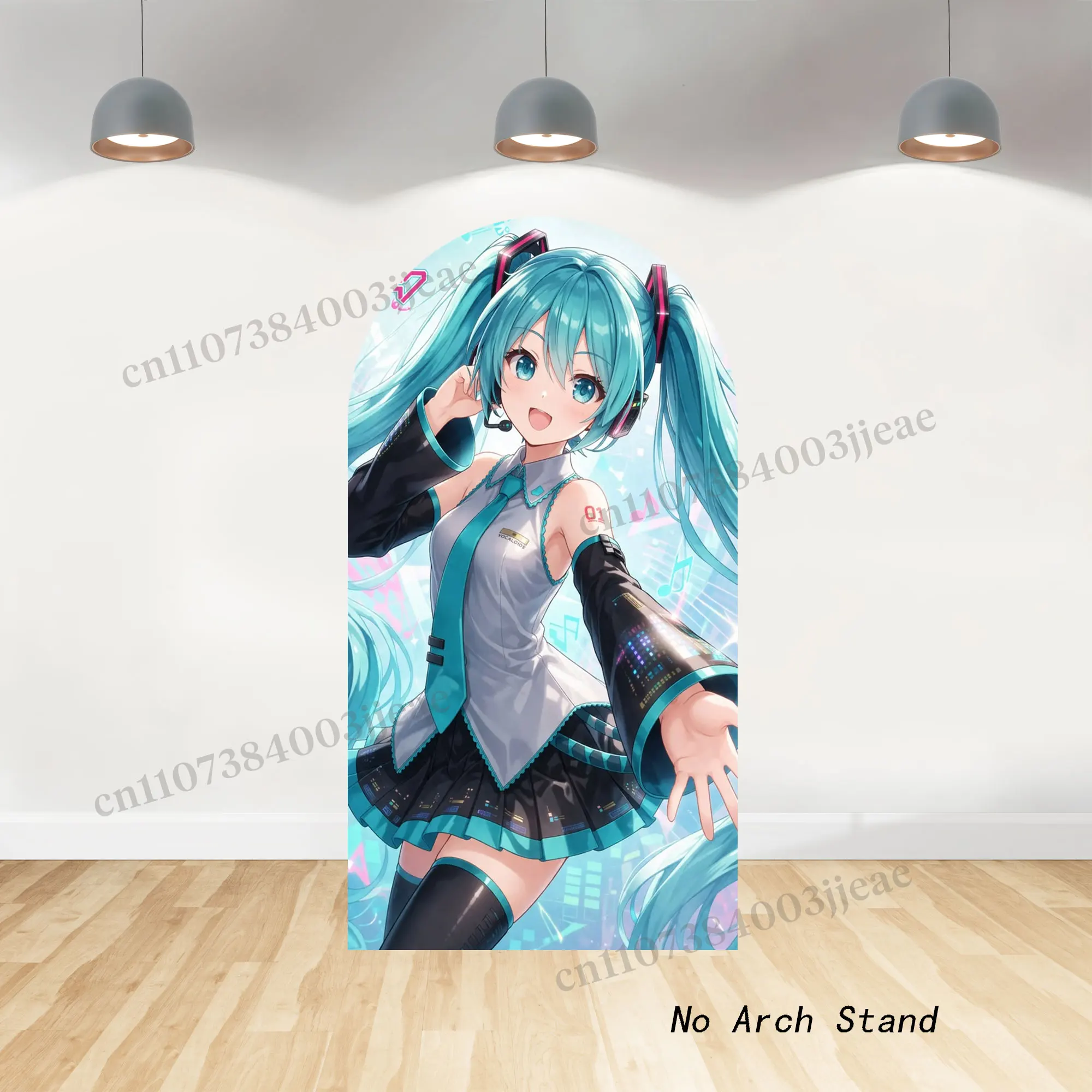 Fondo de arco para fiesta de Hatsune Miku, decoración para el primer cumpleaños de niñas, regalos, telón de fondo para fotografía, accesorios de cantante virtual, pancarta para otakus