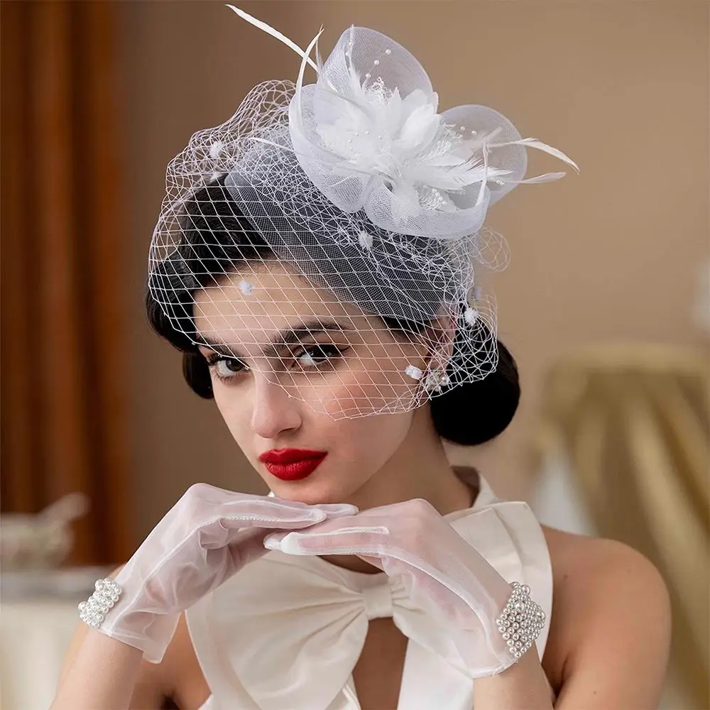 

Fashion Tulle Petal Mesh Flower Headwear Veil Headband with Hair Clip Festival Headpiece for Women