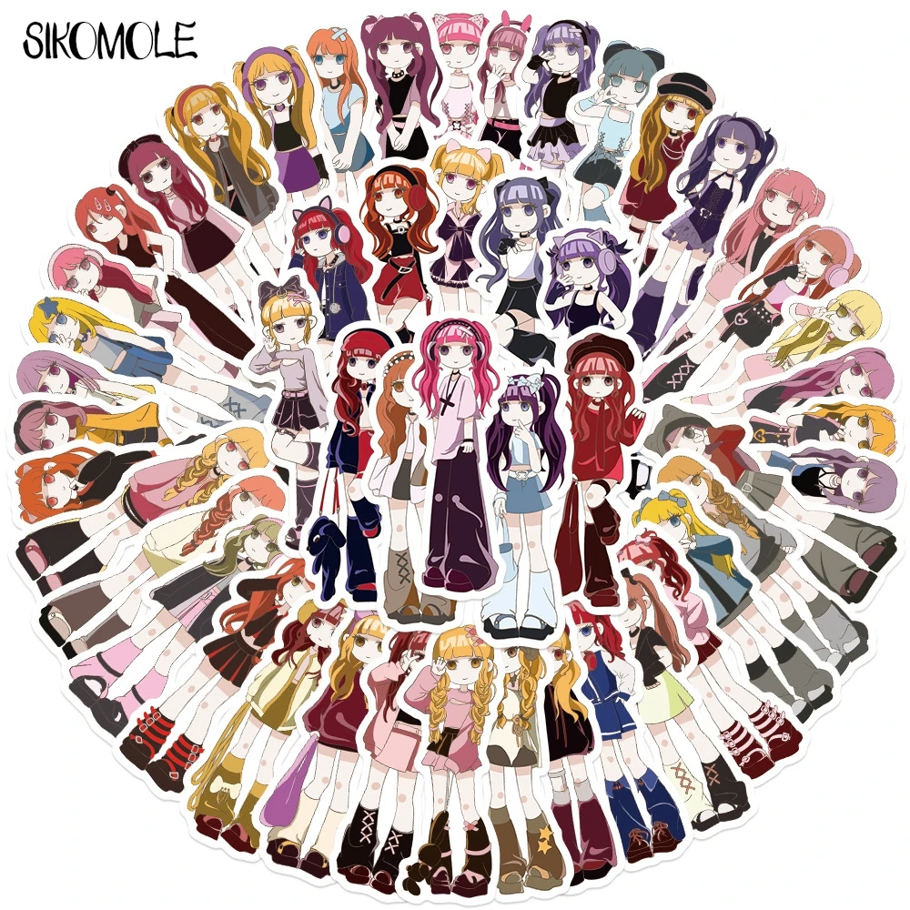 10/30/50PCS Catoon Y2K Anime Girl PVC Graffiti Stickers Aesthetic Art For DIY Decoration Toys Travel Luggage Decal Sticker Pack