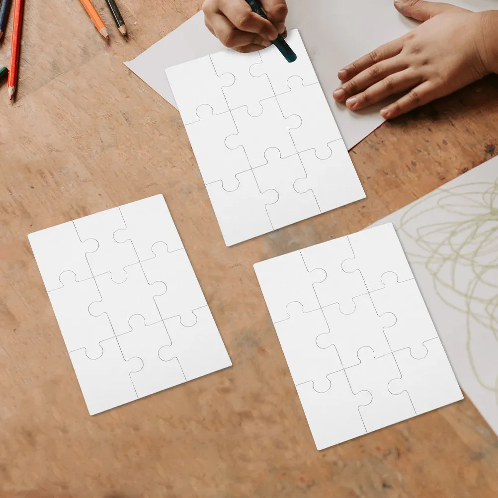 

4 Blank Wooden Jigsaw Puzzles for Sublimation DIY Transfer Craft Heat Press Printable Puzzle Piece for Family Fun Gift