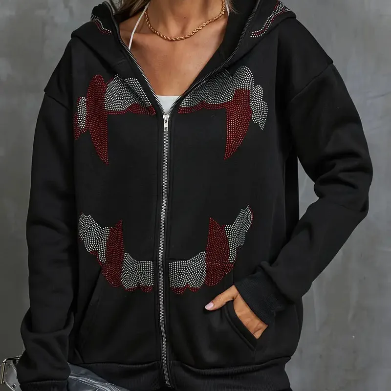 Trendy Instagram Autumn/Winter New Dark Retro Printed Plush Sweater for Men and Women Students Loose Hooded Coat