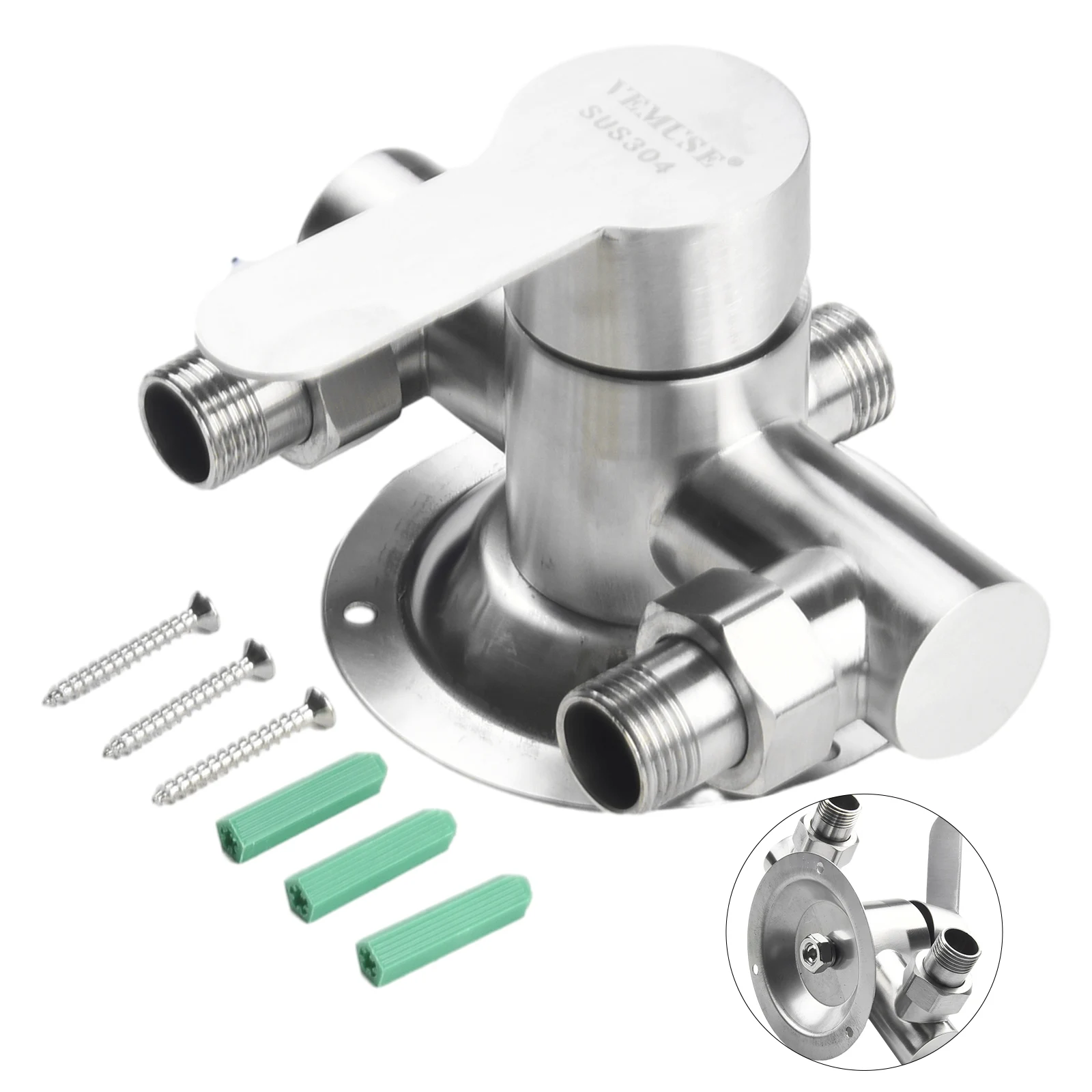 

Double Holes Shower Faucet Mixer Valve, Stainless Steel, Widened Handle, High Hardness, Good Waterproof Structure